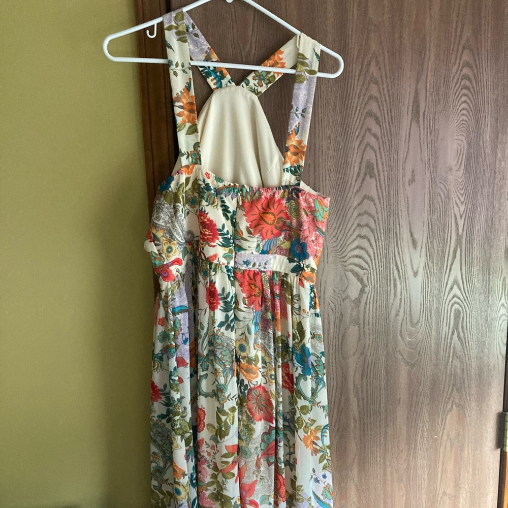 Lulu's Cream Floral Maxi Dress with Red, Orange & Green Accents - Picture 7 of 9
